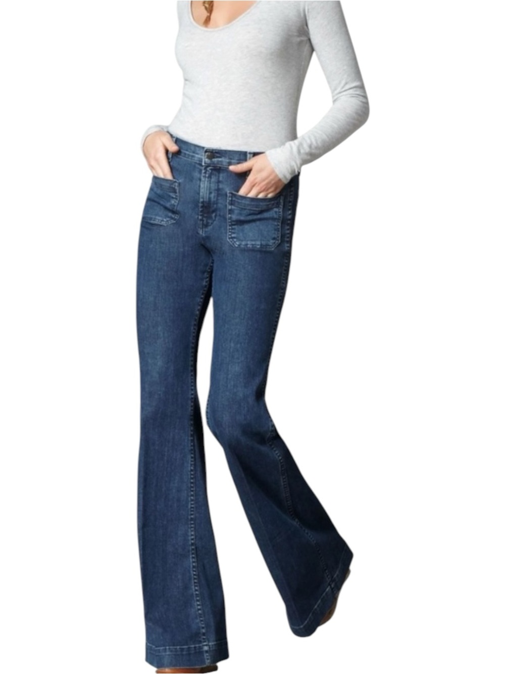 J Brand High Rise Flare Leg Jeans Size 29 Dark Mystery Blue Retro Patch Pockets